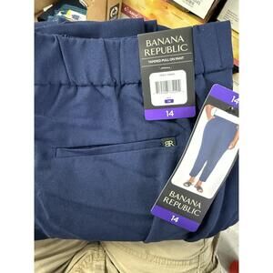 Banana Republic Women's tapered pull on Pants, Navy, Size 14